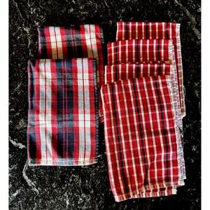 6 Plaid Napkin Red Black Hand Towel Holiday Ralph Lauren Christmas Preppy